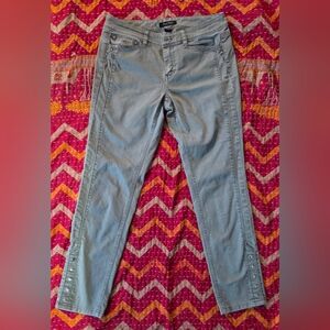 White House Black Market Light Olive Green  Skinny Jeans With Embellishments